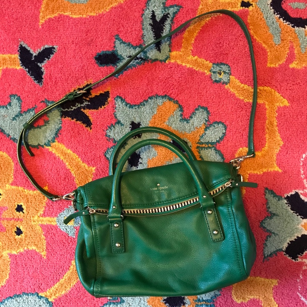 Green Kate Spade Crossbody Satchel Top Handle Bag